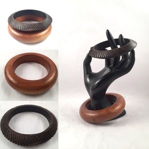 Two solid wood bangle bracelets